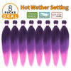 Picture of Pre Stretched Braiding Hair 8 Packs 20 Inch Ombre Synthetic Braiding Hair Natural Easy Twist Braids Crochet Hair Hot Water Setting Professional Soft Yaki Straight Texture (#1b/purple/pink)