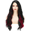 Picture of Sabosi Black and Red Long Wavy Wig for Women Red Black Ombre Synthetic Heat Resistant Cosplay Costume Wigs