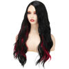 Picture of Sabosi Black and Red Long Wavy Wig for Women Red Black Ombre Synthetic Heat Resistant Cosplay Costume Wigs