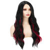 Picture of Sabosi Black and Red Long Wavy Wig for Women Red Black Ombre Synthetic Heat Resistant Cosplay Costume Wigs