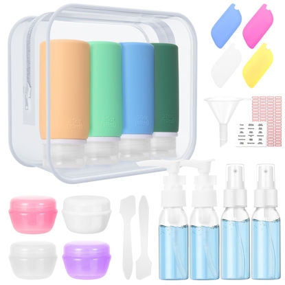 Picture of Muslish 21 Pack Travel Bottles for Toiletries, Leak-Proof TSA Compliant Silicone Travel Size Containers for Shampoo and Conditioner, BPA Free with Toiletry Bag (Green)