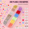 Picture of 3D Flowers for Nails, Colorful Acrylic Flower Nail Charms with Caviar Beads, Flat Back Glass Crystal AB + Clear Gemstones Round Gems Rhinestones for Nails and Acrylic Nails with Dotting Tools