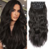 Picture of Clip in Synthetic Hair Extensions Long Wavy 4PCS Thick Hairpieces Black Brown Fiber Double Weft Natural Hair Extensions 20 Inch for Women (4pcs, 20Inch, 2#)