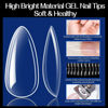 Picture of UNA GELLA Medium Almond Gel x Nail Tips, 504PCS Clear Fake Nails Tips Almond Shape Full Cover - Short Almond Acrylic Gel Nail Extension For Diy home Salon 12 Sizes