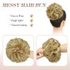 Picture of FESHFEN Messy Bun Hair Piece Curly Wavy Large Hair Bun Scrunchies Extensions Honey Blonde & Bleach Blonde Synthetic Tousled Updo Hairpieces for Women Girls