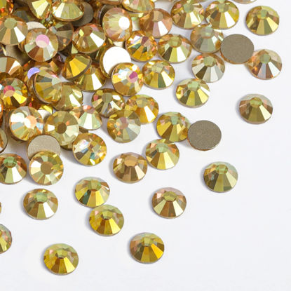 Picture of Beadsland 2880pcs Flat Back Crystal Rhinestones Round Gems for Nail Art and Craft Glue Fix,Metal Sunlight,SS3,1.2-1.4mm