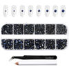 Picture of Beadsland Rhinestones for Makeup,8 sizes 2500pcs Navy Blue Flatback Rhinestones Eye Gems for Nails Crafts with Tweezers and Wax Pencil,Montana,SS4-SS30