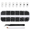 Picture of Beadsland Rhinestones for Makeup,8 Sizes 2500pcs Black Flatback Rhinestones Face Gems for Nails Crafts with Tweezers and Wax Pencil,Black,SS4-SS30