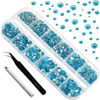 Picture of Beadsland Rhinestones for Makeup,8 Sizes 2500pcs Blue Flatback Rhinestones Face Gems for Nails Crafts with Tweezers and Wax Pencil,Aquamarine,SS4-SS30