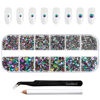 Picture of Beadsland Rhinestones for Makeup,8 Sizes 2500pcs Green Flatback Rhinestones Face Gems for Nails Crafts with Tweezers and Wax Pencil,Green Volcano,SS4-SS30