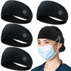Picture of ABAMERICA Headbands with Button for Mask, Wide Nurses Headbands Non Slip Elastic Ear Protection for Women Men Doctors Sweatband Headband (BUTTON- 4 PACK COLOR29)