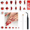 Picture of 2530Pcs Red Rhinestones Nail Charms 120 Multi Shapes Crystal Flatback Siam Red Big Gems +2410 Ruby Red Round Beads Glass Stones Diamonds Jewels Nail Art Supplies for Nails Face Eyes Makeup Crafts DIY
