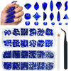 Picture of 2530Pcs Blue Rhinestones Sapphire Nail Rhinestones 120 Multi Shapes Flatback Royal Blue Crystals Gems +2410 K9 Glass Stones Diamonds Jewels Nail Art Supplies Nail Charms for Nails Faces Makeup Crafts