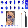 Picture of 2530Pcs Blue Rhinestones Sapphire Nail Rhinestones 120 Multi Shapes Flatback Royal Blue Crystals Gems +2410 K9 Glass Stones Diamonds Jewels Nail Art Supplies Nail Charms for Nails Faces Makeup Crafts