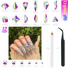 Picture of 2530Pcs Crystal AB Nail Rhinestones 120 Multi Shapes Flatback Crystal White AB Gems +2410 Round Beads K9 Glass Stones Diamonds jewels Nail Art Supplies Nail Charms for Nails Faces Eyes Makeup Crafts