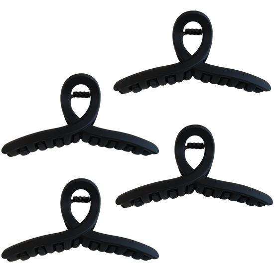 Picture of Nalodu 4.3 Inch Hair Claw Clips Large 4 Inch No Slip Big Black Matte Jaw Clip for Thin Fine and Medium Thick Hair Women, 4 Pack