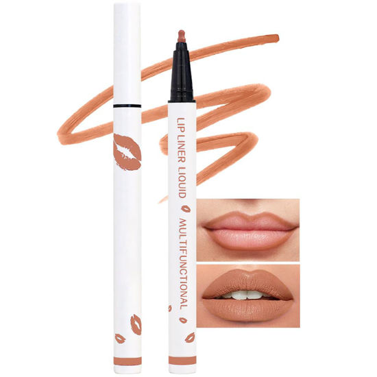 Picture of Kaely Nude Matte Lip Tint Stain Marker Pen,2in1 Liquid Lipstick & Lip Liner Pencil,Long Lasting Waterproof 24 Hour Lip gloss for Women,tinta para labios labiales mate 24 horas originales,05