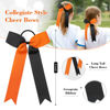 Picture of DEEKA 16 PCS Collegiate Style Cheer Bows Long Tail Skinny Cheer Bow Ponytail Holder Handmade Bows for Girls Teens Softball Cheerleader Sports -Orange/Black