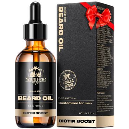 Picture of Waking Forest Beard Oil - Biotin Beard Growth Oil Thicker Beard with Vitamin E, Rosemary, Castor Beard Oil for Men Growth, Softens & Strengthens Beard Serum (Vanilla, 2oz)