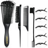Picture of UREELIN Detangling Brush set,Detangler Hair Brush with Teasing & Edge Brush for Curly Hiar, Rat Tail Comb Alligator Hair Clips for 3a to 4c Kinky Wavy/Curly/Coily/Wet/Dry/Oil/Thick/Long Hair(Black)