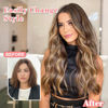 Picture of ALXNAN Clip in Long Wavy Hair Extension 20 Inch Chocolate Brown to Honey Blonde Hair Extensions 4PCS Thick Hairpieces Fiber Double Weft Hair for Women