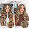 Picture of ALXNAN Clip in Long Wavy Hair Extension 20 Inch Chocolate Brown to Honey Blonde Hair Extensions 4PCS Thick Hairpieces Fiber Double Weft Hair for Women