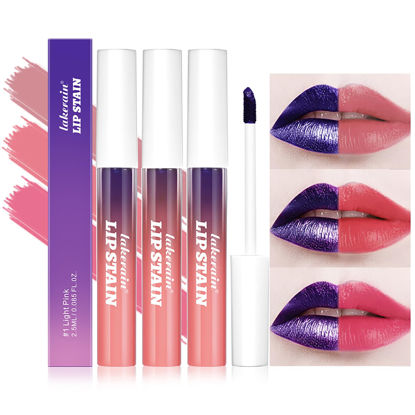 Picture of BANGFENG 3Pcs Peel-Off Lip Tint Set - Tattoo Lip Stain Kit in 3 Vibrant Colors, Long-Lasting Matte Finish, Moisturizing Peel-Off Lip Mask, Waterproof & Smudge-Proof, 24H Color Hold (3PCS, 3)