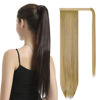 Picture of BARSDAR 26 inch Ponytail Extension, Long Straight Wrap Around Clip in Ponytail Extension Velcro Synthetic Ponytail Hairpieces for Women Girls-Strawberry Blonde mix Bleach Blonde Evenly