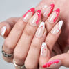 Picture of GLAMERMAID Nude Press on Nails Medium Almond, Hot Pink White French Tip Short Stiletto Stick on Fake Nails for Women, Glitter Star Short Oval Glue on Nails Gel, Natural Reusable Acrylic False Nail Kit