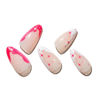 Picture of GLAMERMAID Nude Press on Nails Medium Almond, Hot Pink White French Tip Short Stiletto Stick on Fake Nails for Women, Glitter Star Short Oval Glue on Nails Gel, Natural Reusable Acrylic False Nail Kit