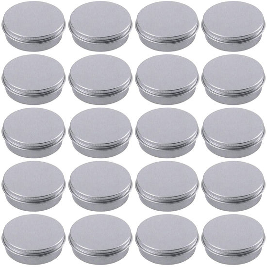Picture of 1 Ounce Aluminum Tin Jar Refillable Containers 30ml Aluminum Screw Lid Round Tin Container Bottle for Cosmetic,Lip Balm, Cream, 24 Pack