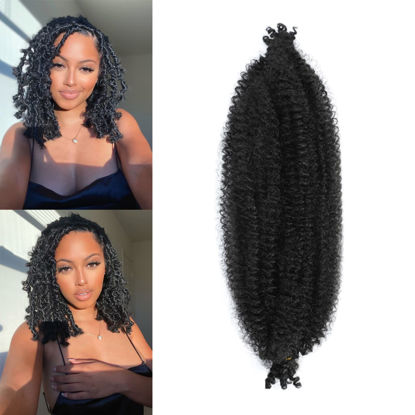 Picture of 18 Inch Pre-Separated Springy Afro Twist Hair 1 Packs Black Pre-Fluffy Natural Curls are Perfect for Marley Crochet Hair Suitable for Black Women (1B#, 18 Inch (Pack of 1))