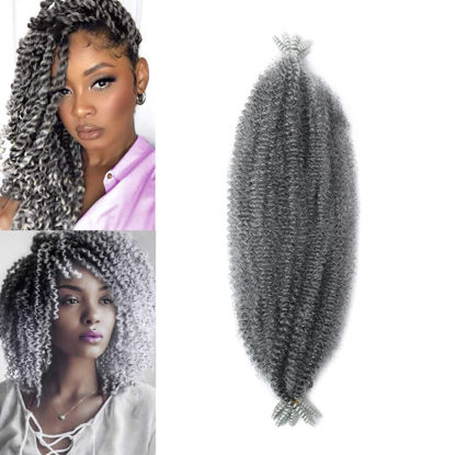 Picture of 18 Inch Pre-Separated Springy Afro Twist Hair 1 Packs T gray Pre-Fluffy Natural Curls are Perfect for Marley Crochet Hair Suitable for Black Women (T gray, 18 Inch (Pack of 1))