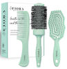 Picture of Fiora Naturals Hair Brush Set - Detangler, Round Brush, and Comb for Women - Bio-friendly Brushes for All Hair Types including Natural, Fine & Curly - Ideal for Detangling and Blow Drying