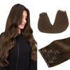 Picture of DOORES Clip in Hair Extensions Seamless, Chocolate Brown 18 Inch 110g 7pcs, Human Hair Extensions Seamless Clip ins Remy Hair Straight Human Hair for Women Invisi Edge Hair Extensions