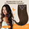 Picture of DOORES Clip in Hair Extensions Seamless, Chocolate Brown 18 Inch 110g 7pcs, Human Hair Extensions Seamless Clip ins Remy Hair Straight Human Hair for Women Invisi Edge Hair Extensions