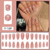 Picture of White Heart Press on Nails Medium Almond Fake Nails with Design Valentines Glue on Nails Nude Stick on Nails Glossy Reusable Heart False Nails for Women Girls Daily Wear Manicure 24pcs