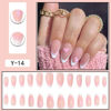 Picture of White French Tips Press on Nails Medium Almond Fake Nails with Designs Pink Heart Glue on Nails Glossy Reusable Valentines Day False Nails for Women Girls Manicure 24pcs