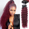 Picture of Deep Wave Human Hair Bundles Ombre Burgundy Bundles Human Hair 28 Inch T1B/99J Curly Bundles 10A Brazilian Virgin Wet And Wavy Human Hair Bundles Red Water Wave Bundles 2 tone Black to 99J Burgundy