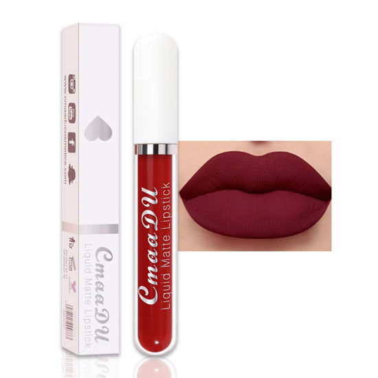 Picture of evpct CmaaDu 1Pcs Wine Red Liquid Matte Lipstick Lipgloss Set for Women, labiales mate 24 horas originales matte larga duracion 24 Hour Lipstick Lip Stains Long Lasting Waterproof 24, 17#