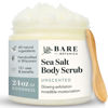 Picture of Bare Botanics Unscented Body Scrub 24oz | Made in Madison, WI | All Natural Body Scrub w/Skin Loving Moisturizers | Vegan & Cruelty Free Sea Salt Exfoliator w/a Cute Wooden Spoon