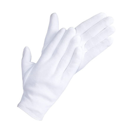Picture of DOVORTEX 4 Pcs White Cotton Gloves, Protective Gloves for Dry Hands, Moisturizing Gloves, Inspection Gloves, Machine Washable