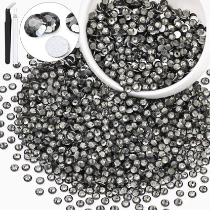 Picture of 3000PCS SS16/4mm Crystal Rhinestones (Black Diamond), Bedazzling Flatback Glass Rhinestones for Crafting DIY Nail Art Makeup Decoration, Gems Diomand Charms for Tumbler Shoes Clothing Mug
