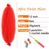 Picture of Springy Afro Twist Hair 12 Inch 3 Packs Red Color Pre Fluffed Marley Twist Braiding Hair for Black Women (12 inch, 1B) … (12 inch, Red)