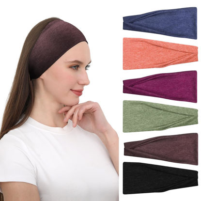 Picture of RITOPER Workout Wide Headbands for Women Non Slip, Soft Cotton Fabric Head Bands Boho Hair Bands for Women's Hair, Thick Headbands Head Wraps for Fashion, Yoga, Running, Spa Day, Party, Travel