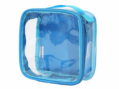 Picture of EzPacking Clear TSA Approved 3-1-1 Travel Toiletry Bag for Carry On/Quart Size Transparent Liquids Pouch for Airport Security/Reusable See Through Vinyl & PVC Plastic Organizer Men Women (Turquoise)