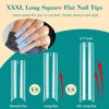 Picture of LIONVISON 504PCS NO C CURVE Clear Nail Tips for Acrylic Nails Professional, 3XL Extra Long Flat Tapered Square Nail Tips, 12 Sizes Half Cover Straight French Fake Nail Tips for Nail Salons (With Bag)