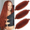 Picture of 24 Inch 3 Packs Pre Separated Springy Afro Twist Hair Pre Fluffed Spring Twist Hair For Faux Locs Afro Twist Hair Natural Copper Marley Twist Crochet Braiding Hair Extensions (24 Inch 3Pcs，350#)