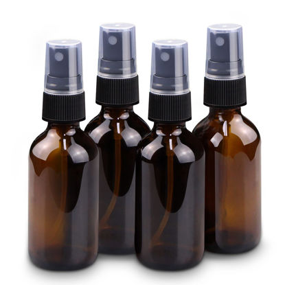 Picture of Wedama Mini Spray Bottles 4 oz, Amber Glass Spray Bottles, Empty Small Spray Bottles with Funnel Dropper, Fine Mist for Hair, Travel, Plants, Cleaning Solutions and Skin Care (4 Pack)