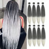 Picture of Liang Dian Pre Stretched Braiding Hair Ombre 30 Inch 8 Packs Synthetic Crochet Braids Hot Water Setting Professional Soft Yaki Texture Synthetic Hair Extensions(30 Inch 1B/Silver Grey)